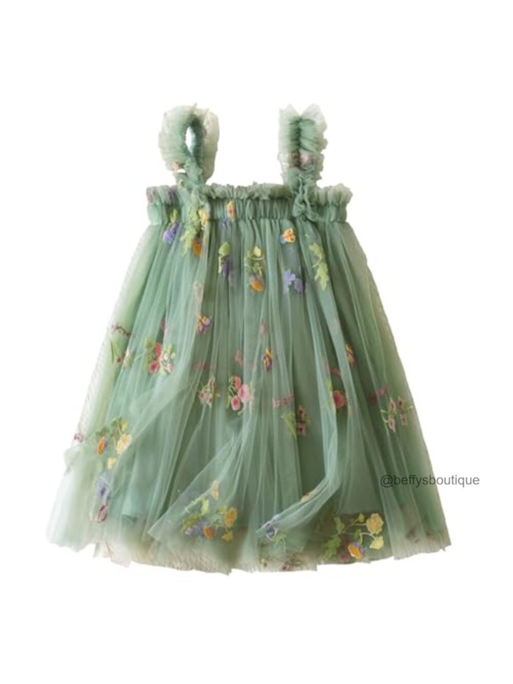 Toddler Girl Sleeveless Floral A-Line Dress with Butterfly Embroidery, Summer